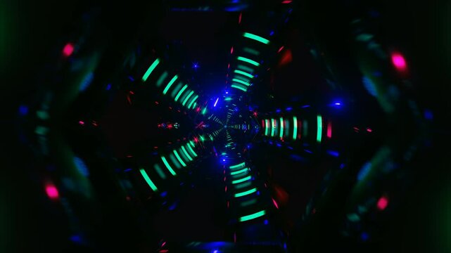 Abstract seamless loop with strobe lights and transforming geometric shapes