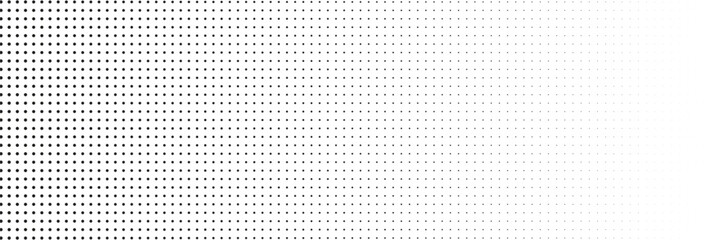 Dotted gradient vector illustration, white and black halftone background, horizontal seamless dotted lines, monochrome dots texture backdrop, retro effect. modern
