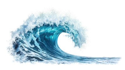 Fototapeta premium A dynamic wave crashing with vibrant shades of blue and white, showcasing power and beauty of ocean water. Ideal for nature and environment themes.
