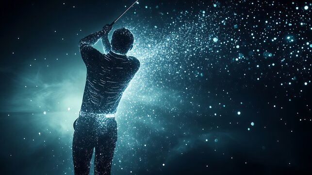 Abstract Golf Swing: A Dynamic Silhouette of a Golfer in Motion