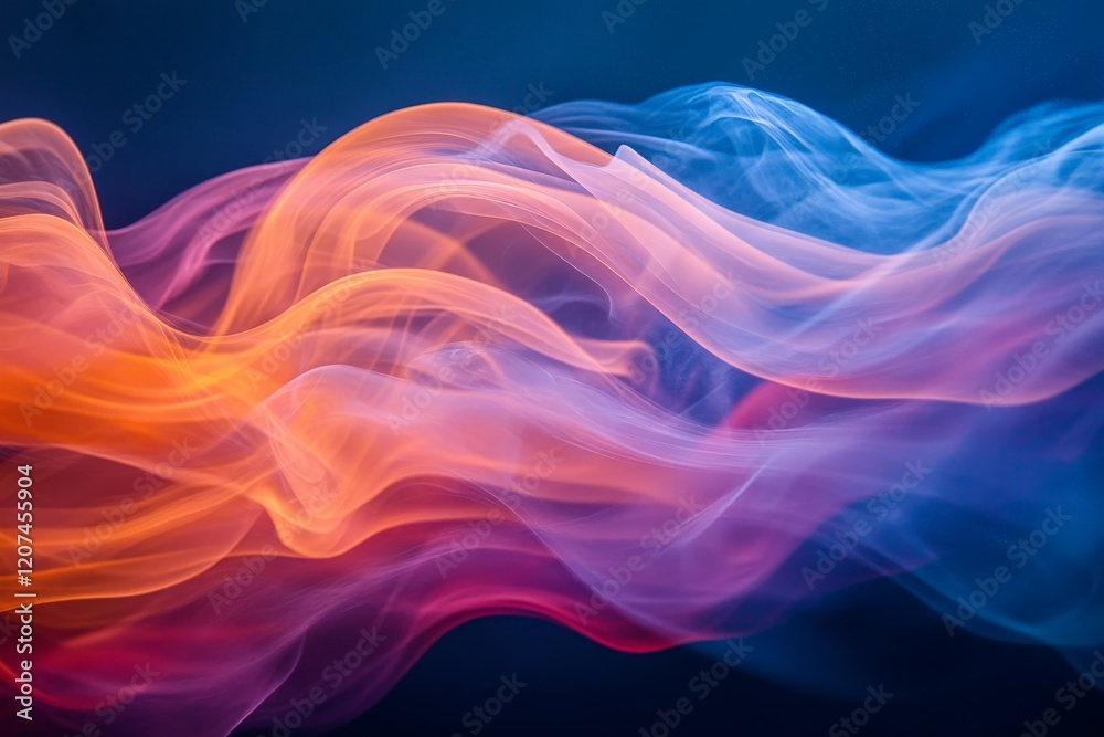 Aufkleber Colorful waves of smoke intertwining against a dark background create a dynamic visual display