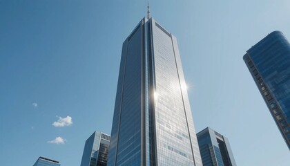 Obraz premium Reflective Skyscrapers and Modern Business Office Buildings.