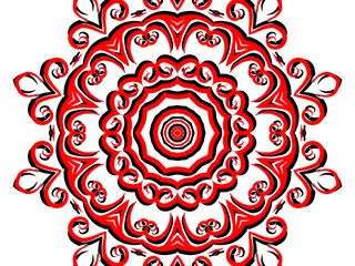 red caleidoscope classic gradient flower art pattern of traditional tenun batik ethnic dayak ornament for wallpaper ads background sticker or clothing	
