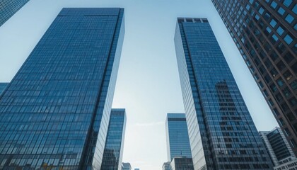 Naklejka premium Reflective Skyscrapers and Modern Business Office Buildings.
