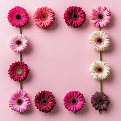 Pink and Purple Gerbera Daisies Frame Elegant Floral Design Background