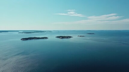 Baltic Sea aerial view showcasing vast expanse of water and distant coastline, symbolizing natural beauty and serene landscapes.
