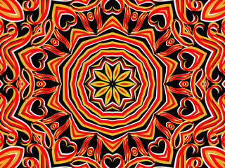 red caleidoscope classic gradient flower art pattern of traditional tenun batik ethnic dayak ornament for wallpaper ads background sticker or clothing	