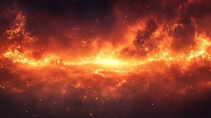 Fototapeta premium Intense Flames Erupting Against Dark Night Sky Creating Fiery Contrast and Captivating Atmosphere