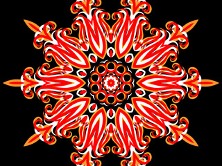 red caleidoscope classic gradient flower art pattern of traditional tenun batik ethnic dayak ornament for wallpaper ads background sticker or clothing	