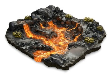Discover the thrilling fiery world of this isometric game island. Fantasy concept