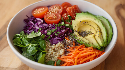 Vibrant Detox Salad Bowl with Quinoa, Avocado, and Antioxidant-Rich Vegetables