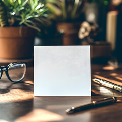 Office Desk Greeting Card Mockup - Generative AI