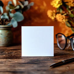 Office Desk Greeting Card Mockup - Generative AI