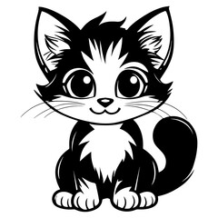 Obraz premium Adorable Kitten Illustration Vector on a White Background