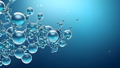 Blue Liquid Essence With Bubbles And Molecules, Hydrating Blue Bubbles And Molecule Design, 