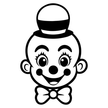 recommend clip art: Cartoon Clown Face with Bow Tie Vector on a White Background
