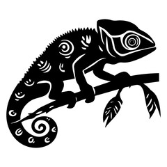 Stylized Chameleon Illustration Vector on a White Background