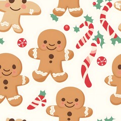 Sweeten Up Your Holidays with This Kawaii Gingerbread Pattern. Festive and adorable design concept