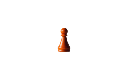 A single wooden chess pawn standing upright on a white isolated background, symbolizing strategy and game elements in chess.