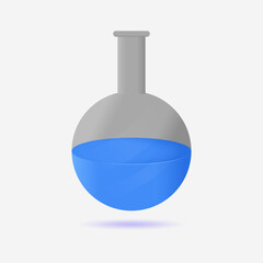 3D REALISTIC BEAKER GLASS WITH CHEMICAL LIQUID ICON ILLUSTRATION