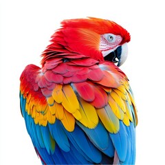 Fototapeta premium Vibrant Parrot Isolated on White Background, Colorful Feathers, Exotic Bird, Nature, Wildlife, Feathered Beauty