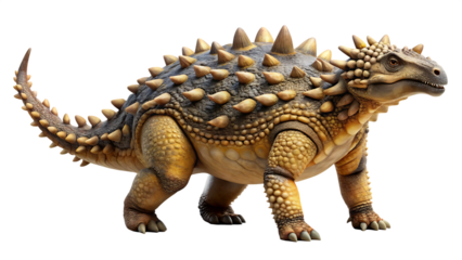 Realistic Armored Ankylosaurus Dinosaur Illustration isolated on white background as transparent. PNG.AI GENERATED