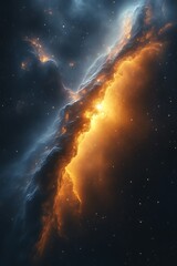 Fiery cosmic cloud formation in space.