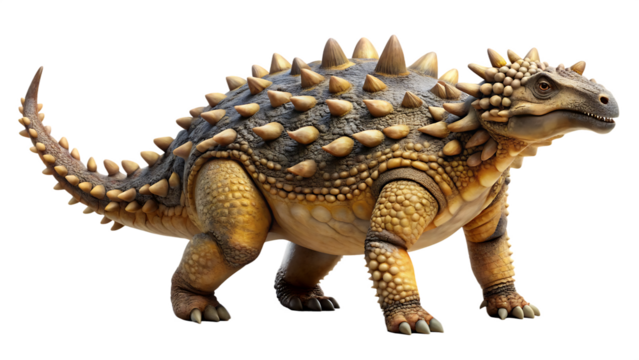Realistic Armored Ankylosaurus Dinosaur Illustration isolated on white background as transparent. PNG.AI GENERATED