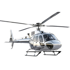 Modern Helicopter in Flight &ndash; High-Performance Aircraft with Rotors Spinning

