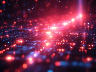 Fototapeta premium Abstract glowing red and blue digital network.