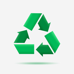 Obraz premium 3D REALISTIC RECYCLE SYMBOL AND SIGN ICON ILLUSTRATION