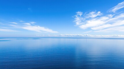 Fototapeta premium Baltic Sea aerial view showcasing vast expanse of water and distant coastline, symbolizing natural beauty and serene landscapes. 