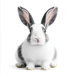 Obraz premium Isolated Rabbit on White Background, Minimalist Composition, Animal Portrait, Clean Cutout, Wildlife Illustration