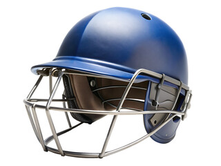 Fototapeta premium Blue Cricket Helmet with Protective Grill isolated on white background as transparent. PNG.AI GENERATED