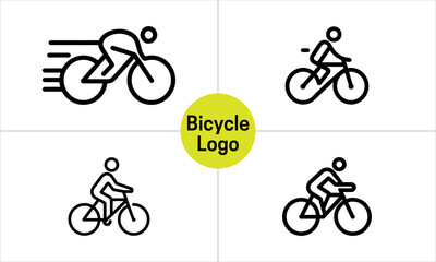 Set of Bicycle icon vector logo template. Line art Bicycle logo design icon symbol vector illustration. Bicycle sign