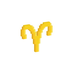 isometric pixel Zodiac Symbol icon  Aries sign for 8 bit game logo