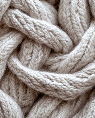 Soft Beige Knitted Wool Texture Cozy Winter Cable Knit Fabric Background