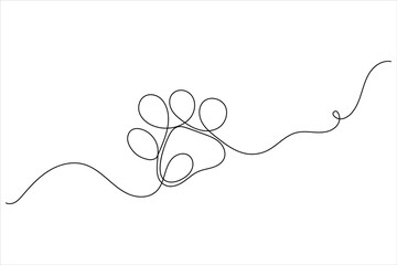 Dog paw line drawing art of isolated continuous outline vector icon