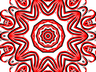 red caleidoscope classic gradient flower art pattern of traditional tenun batik ethnic dayak ornament for wallpaper ads background sticker or clothing	