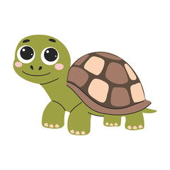 Cute cartoon turtle. Vector illustration isolated on a white background.