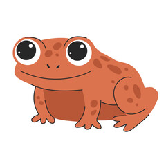Cute funny smiling frog cartoon character vector illustration isolated on white background
