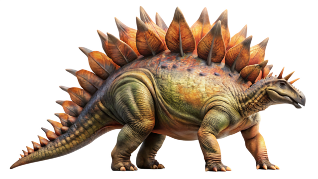 Colorful Stegosaurus Dinosaur Illustration isolated on white background as transparent. PNG.AI GENERATED