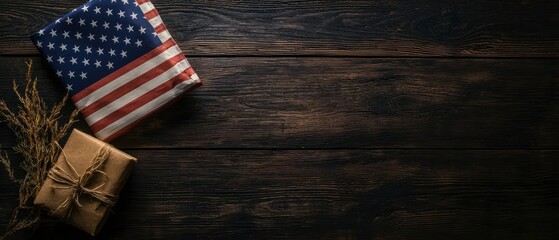 Fototapeta premium American Flag Gift Wood Background Patriotic July 4th Design