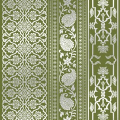 wedding card design, traditional paisley floral pattern , royal India	