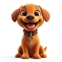 Cute 3D Cartoon Vizsla Character With a Joyful Expression