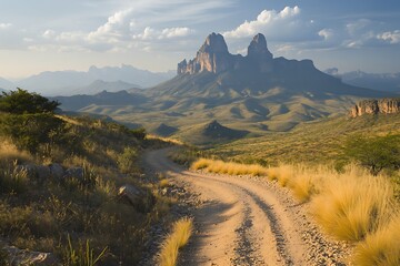 Naklejka premium Desert Mountain Landscape: A Scenic Drive