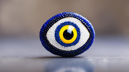 Blue evil eye bead in the shape of an eye