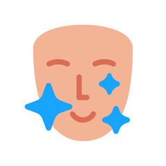 face health smile with star flat icon illustration blue and skin tone color