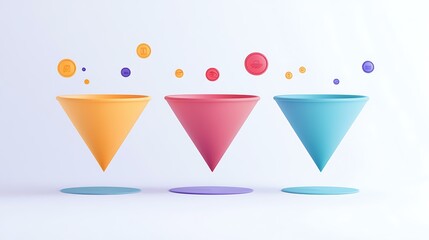 Comparison chart of four marketing strategies, each illustrated with a distinct icon and soft shadows, all on a clean, organized backdrop