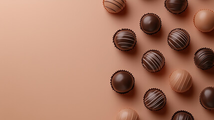 Fototapeta premium モダンでシンプルなトリュフチョコレートの背景デザイン